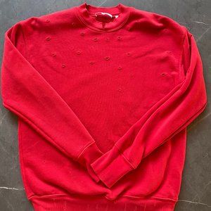 Helmut Lang Red Sweatshirt distressed details, M